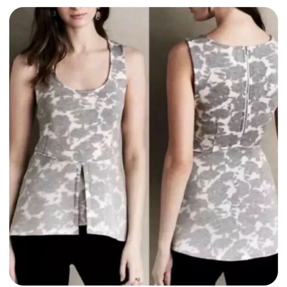 Akemi and Kin Grey floral peplum top